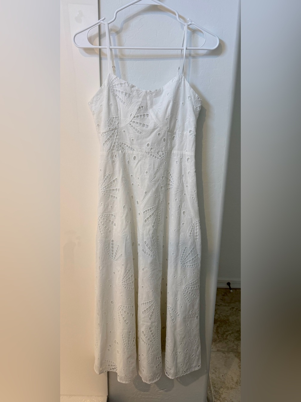 LOFT White Eyelet Midi Dress